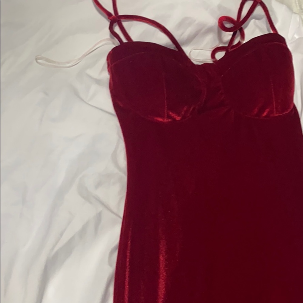 Red velvet dress